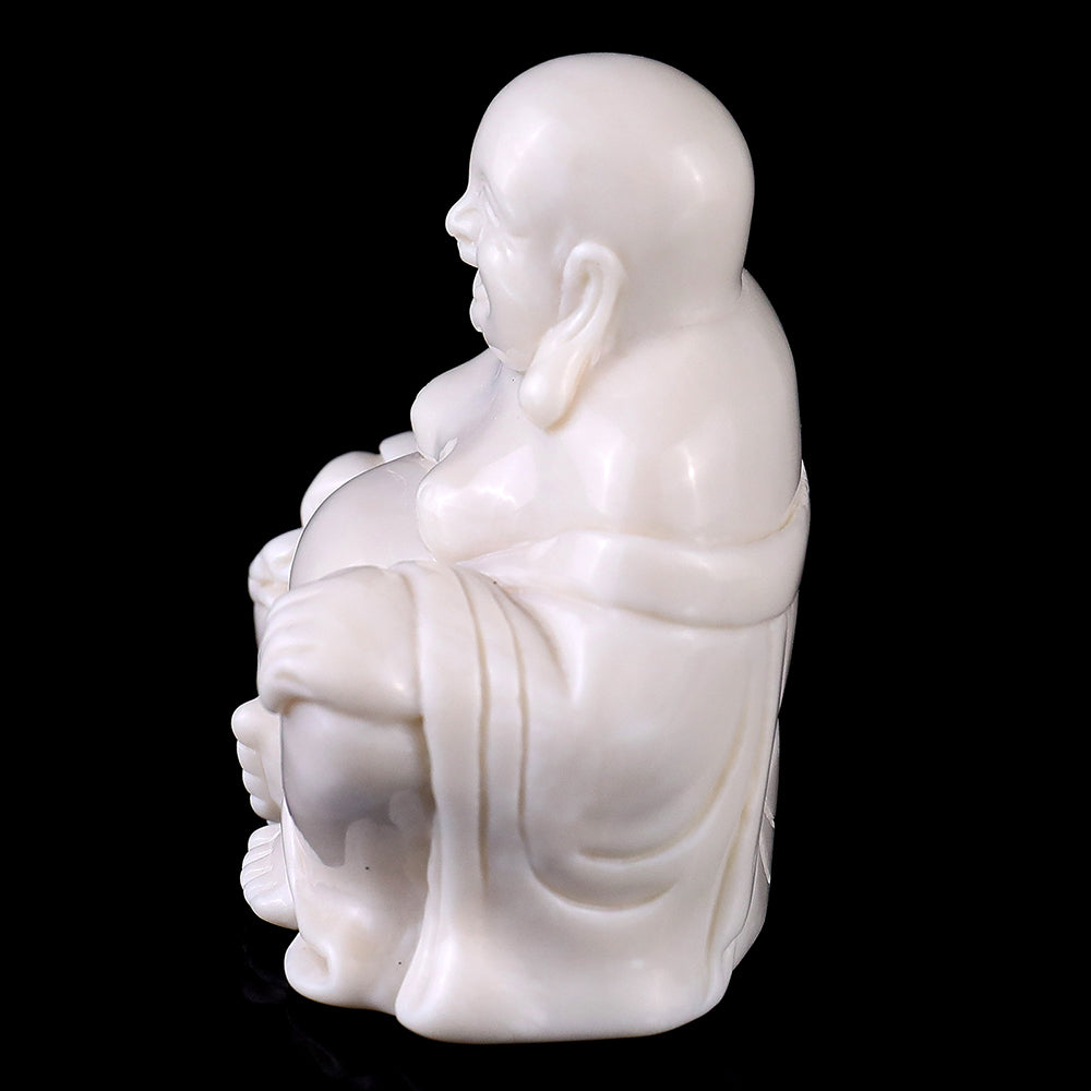 3.0" Ivory Jade Laughing Buddha Carving - Unique Piece #3100059