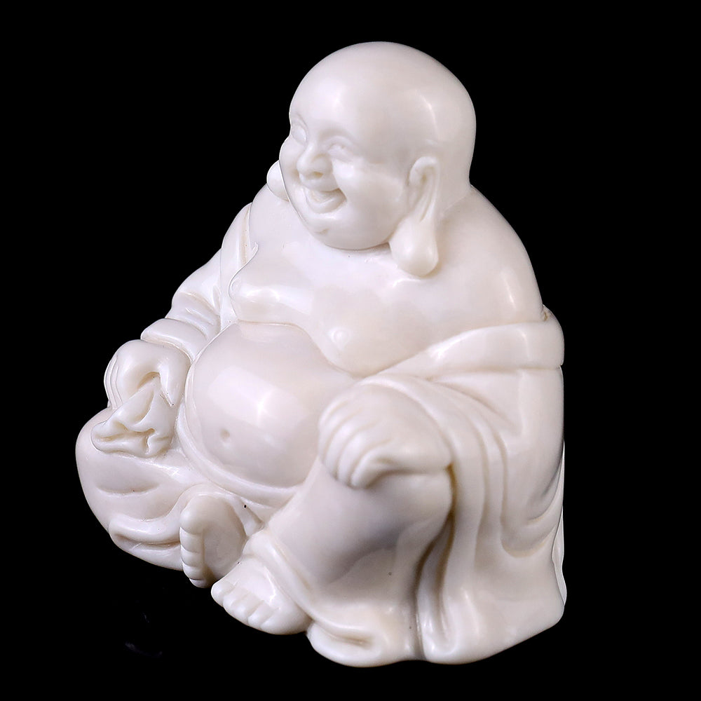 3.0" Ivory Jade Laughing Buddha Carving - Unique Piece #3100059