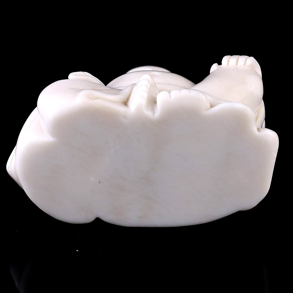 3.0" Ivory Jade Laughing Buddha Carving - Unique Piece #3100059