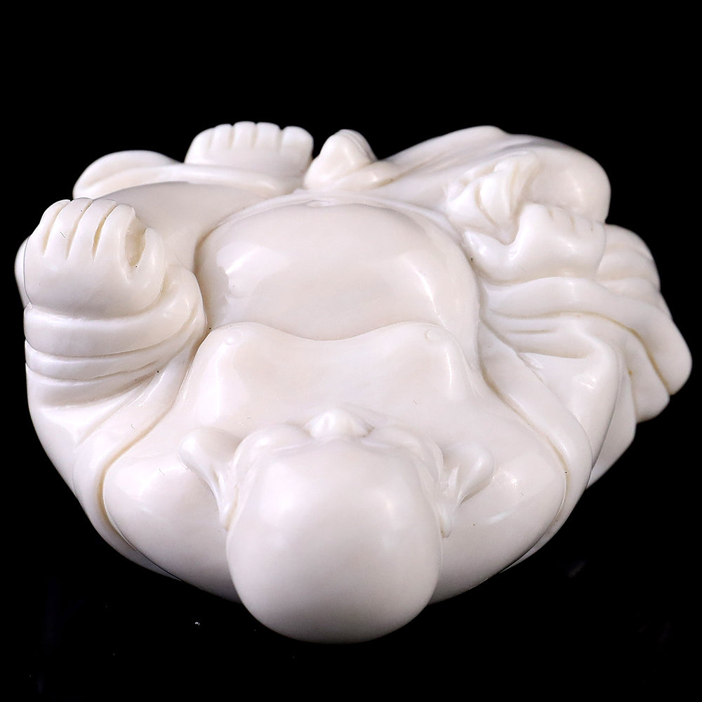 3.0" Ivory Jade Laughing Buddha Carving - Unique Piece #3100059