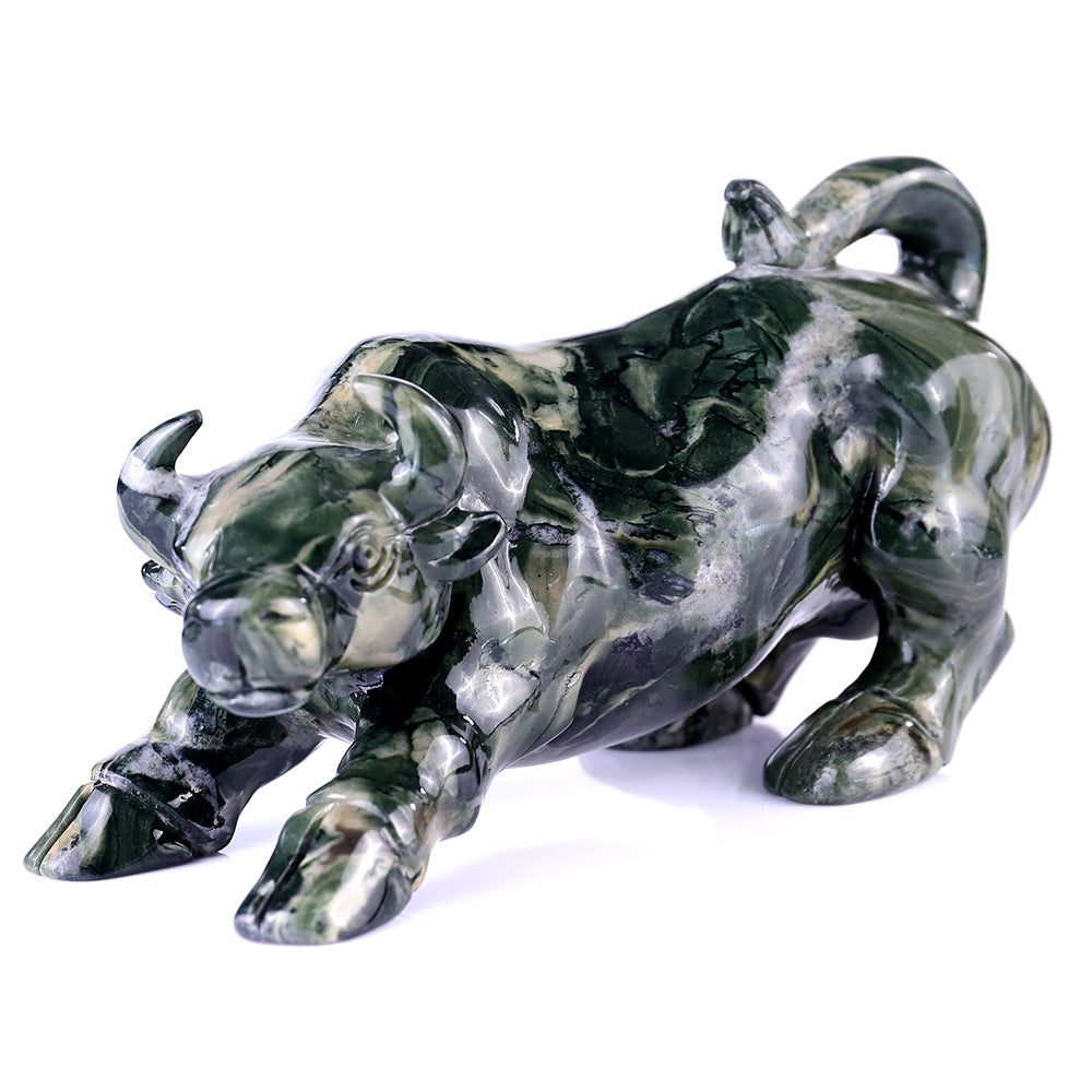 5.7" Kowloon Jade Bull Carving - Unique Piece #3100096