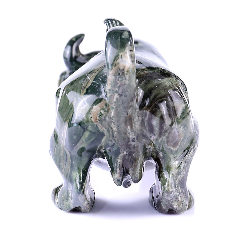 5.7" Kowloon Jade Bull Carving - Unique Piece #3100096