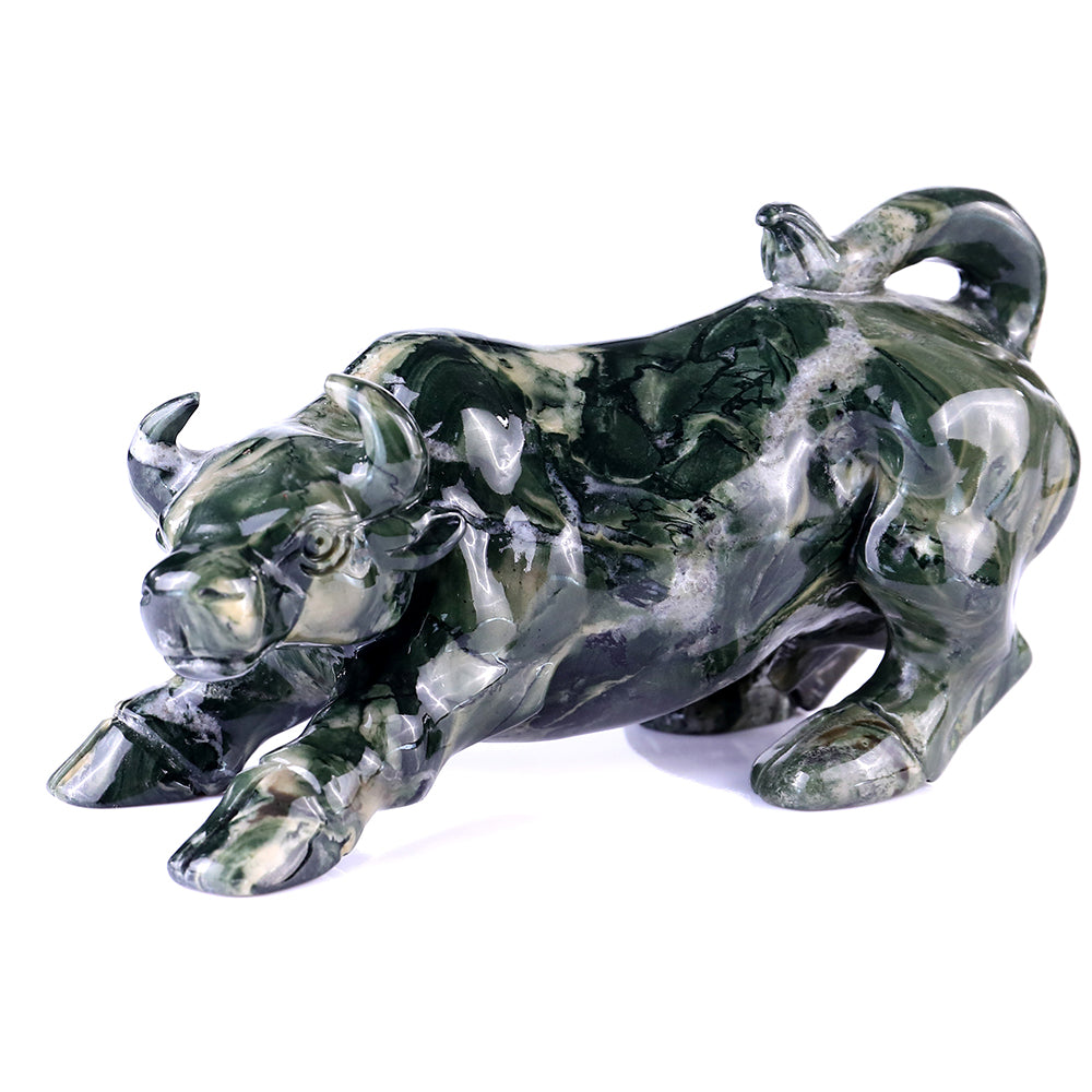 5.7" Kowloon Jade Bull Carving - Unique Piece #3100096