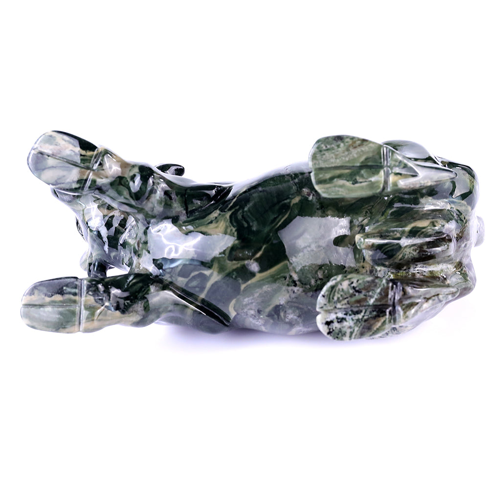 5.7" Kowloon Jade Bull Carving - Unique Piece #3100096