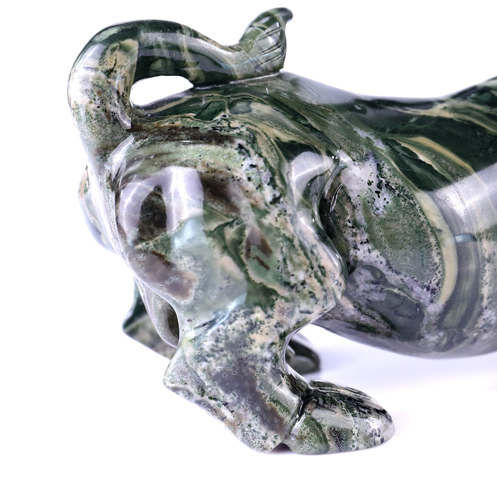 5.7" Kowloon Jade Bull Carving - Unique Piece #3100096