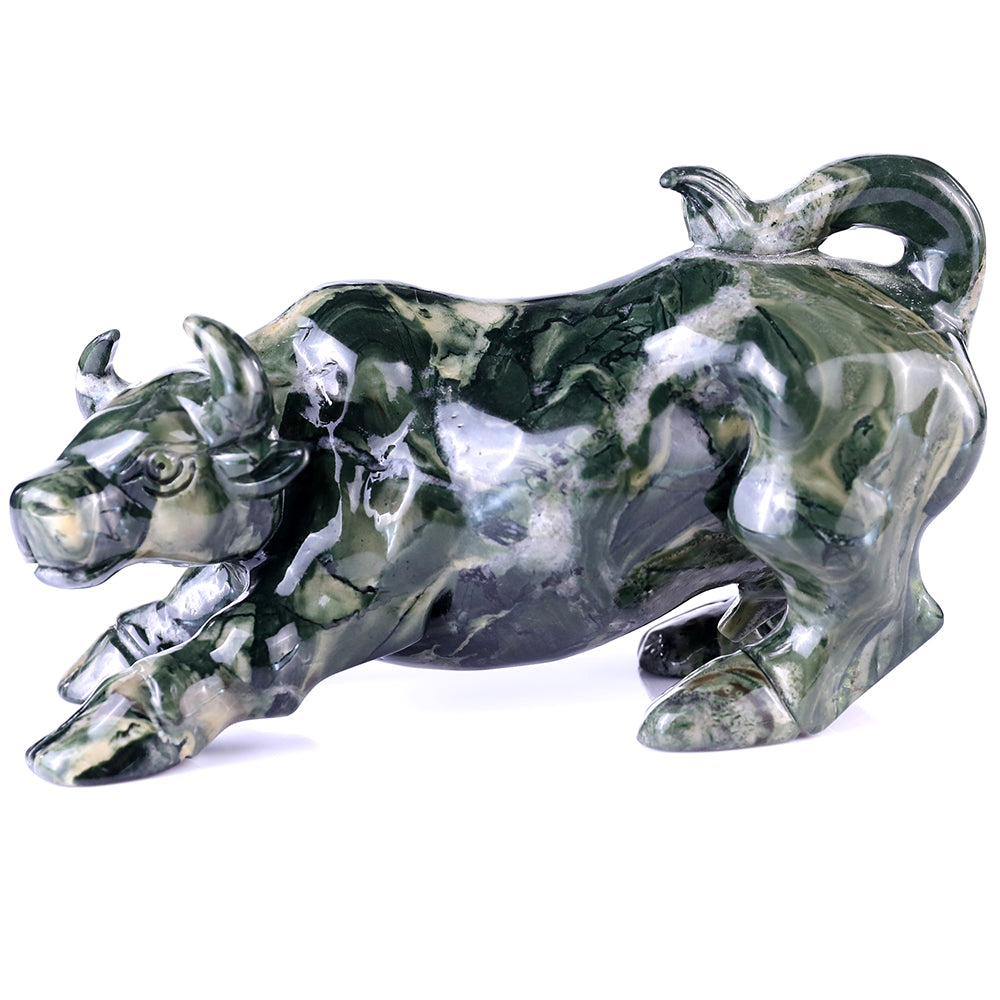 5.7" Kowloon Jade Bull Carving - Unique Piece #3100096