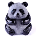2.7" Frosted Obsidian Sitting Panda Carving - Unique Piece #3100109