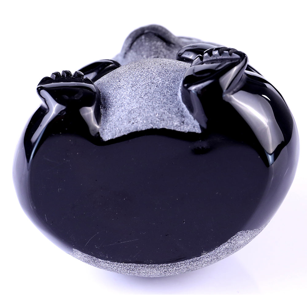 2.7" Frosted Obsidian Sitting Panda Carving - Unique Piece #3100109