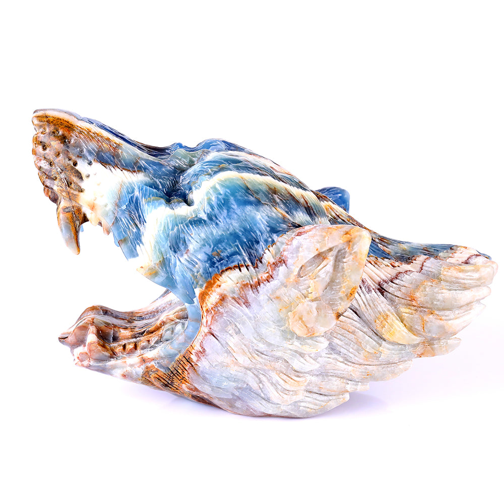 9.8" Blue Angelite Wolf Head Carving - Unique Piece #3100113