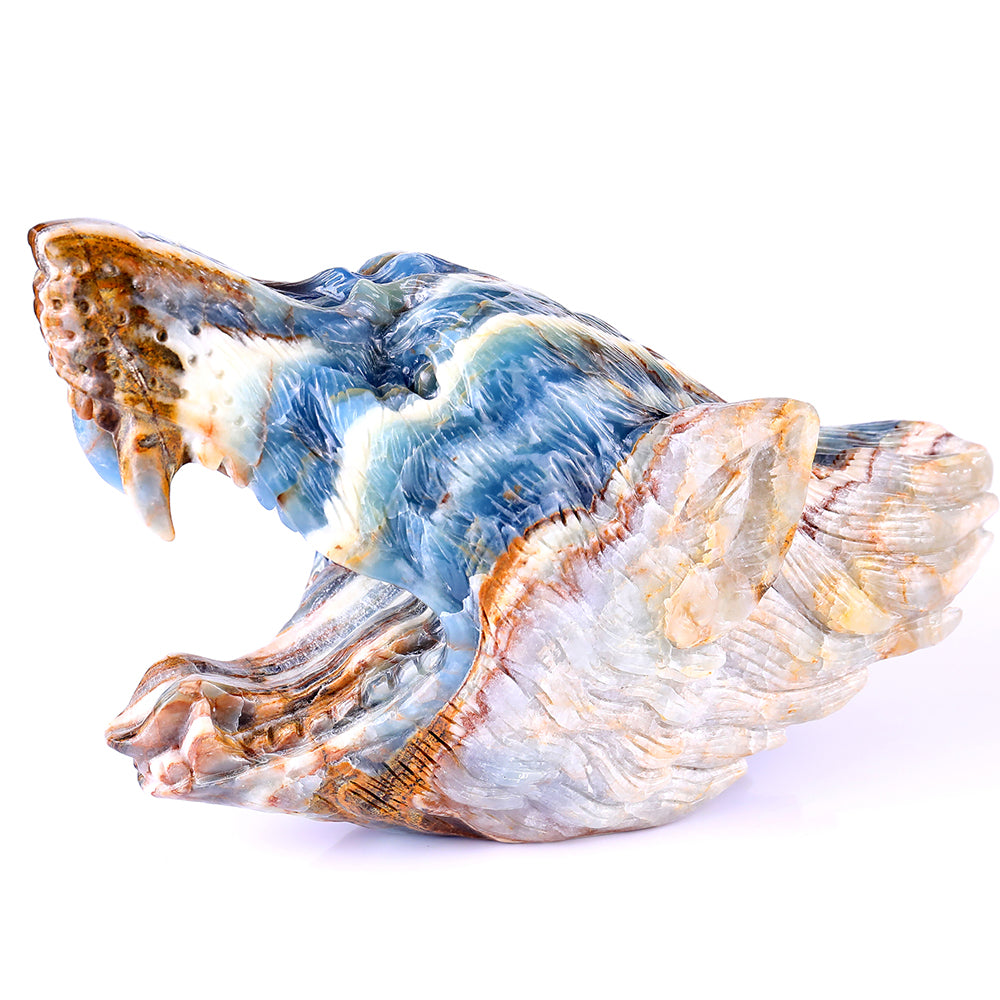9.8" Blue Angelite Wolf Head Carving - Unique Piece #3100113