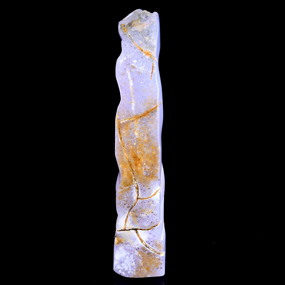 5.8" Blue Chalcedony Mother and Baby Fox Carving - Unique Piece #3100143