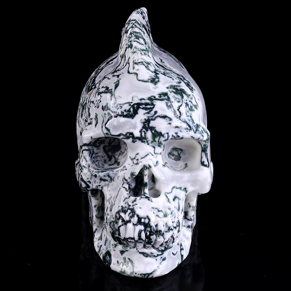 11.4" Moss Agate Fish Skull Carving - Unique Piece #3100153