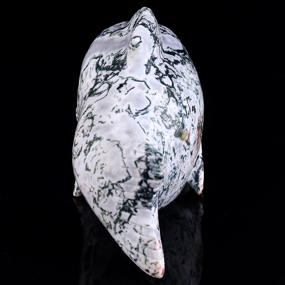 11.4" Moss Agate Fish Skull Carving - Unique Piece #3100153