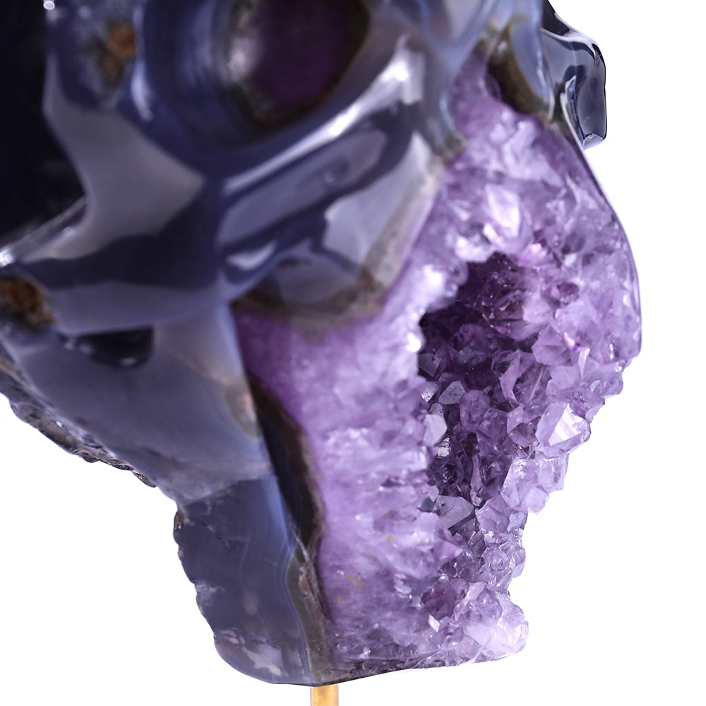 4.5" Amethyst Cluster Human Skull Carving - Unique Piece #3100162