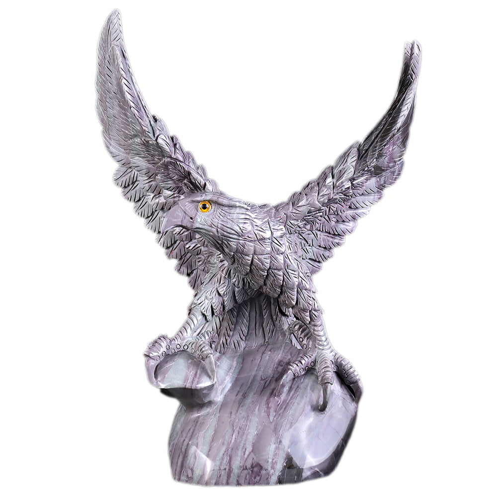 10.2" Kowloon Jade Eagle Carving - Unique Piece #3100166