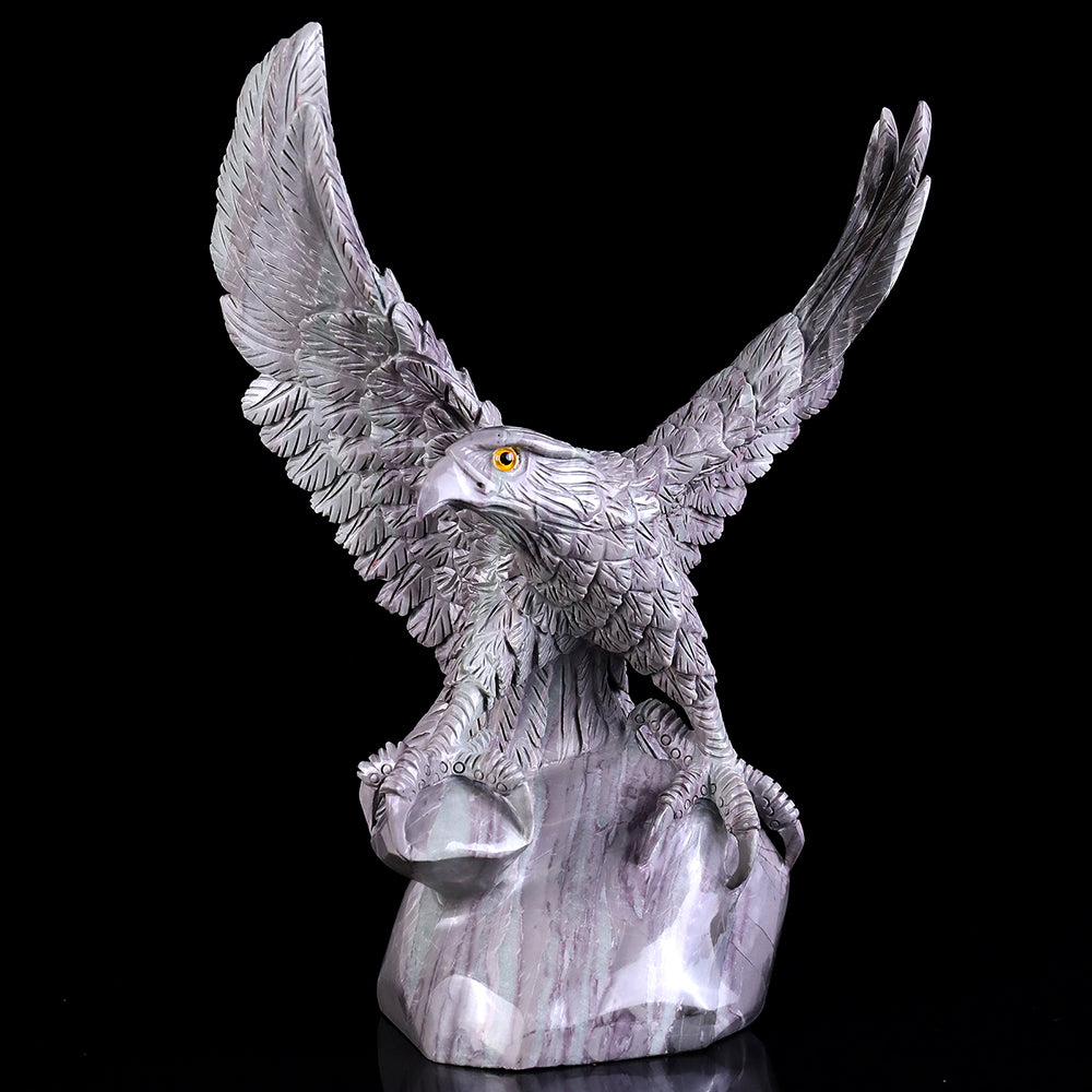 10.2" Kowloon Jade Eagle Carving - Unique Piece #3100166