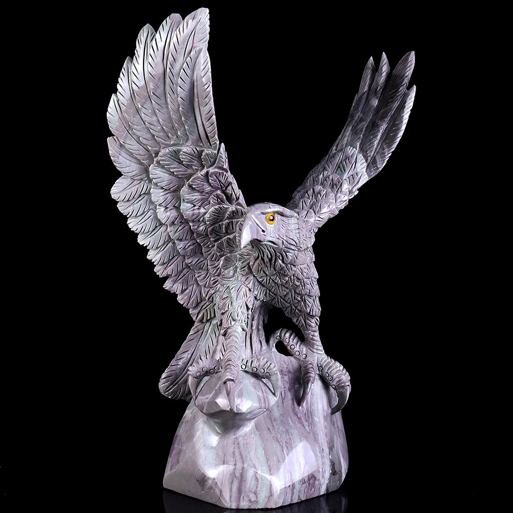 10.2" Kowloon Jade Eagle Carving - Unique Piece #3100166