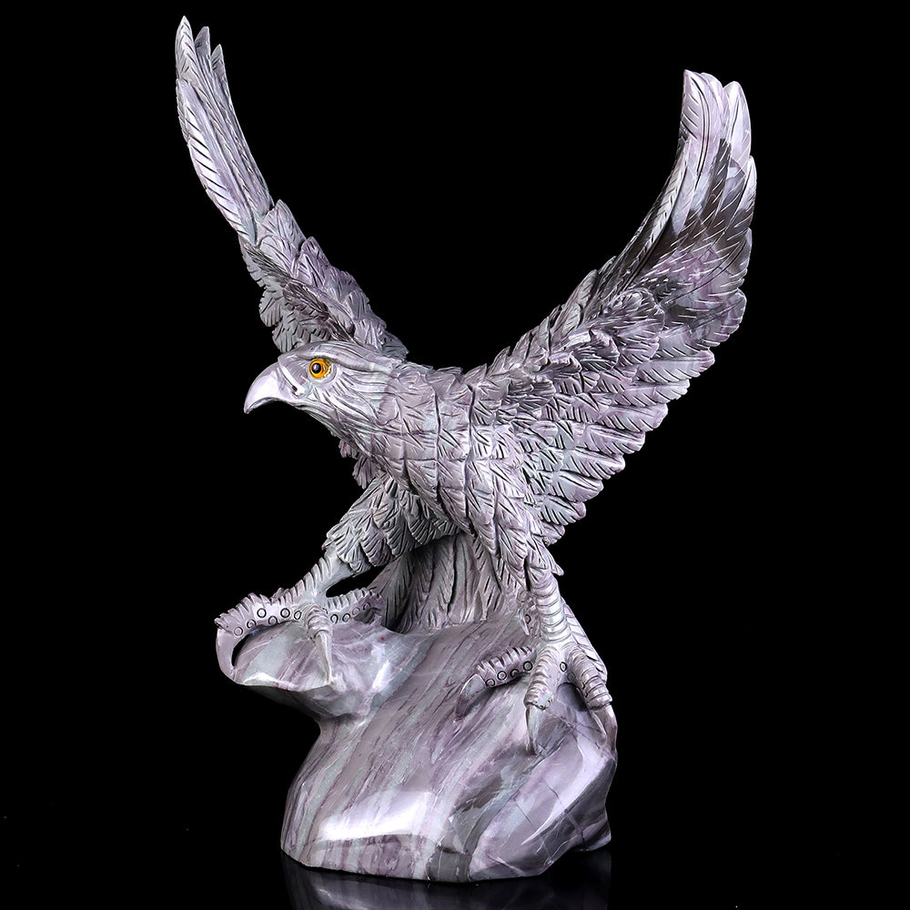 10.2" Kowloon Jade Eagle Carving - Unique Piece #3100166