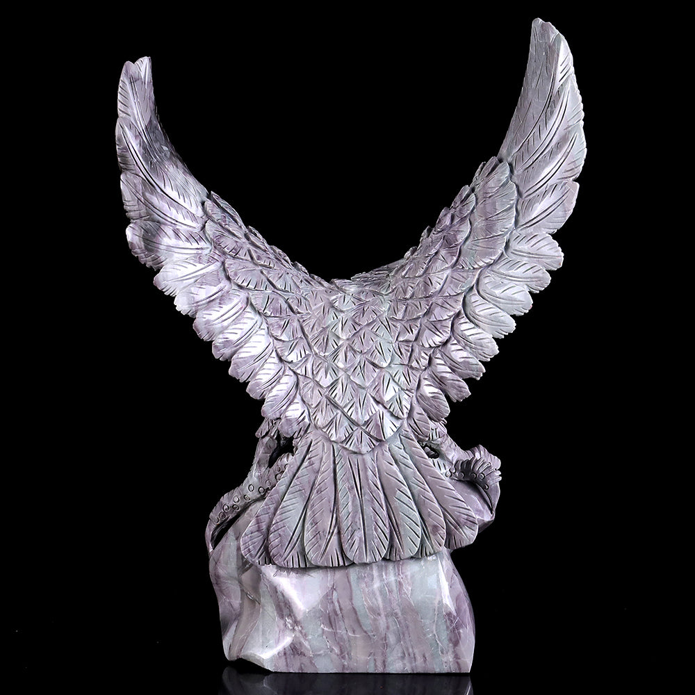 10.2" Kowloon Jade Eagle Carving - Unique Piece #3100166