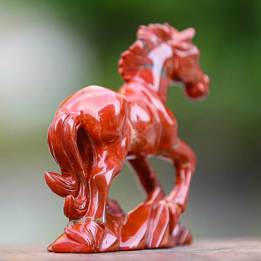 6.3" Red Jasper Horse Carving - Unique Piece #3100170