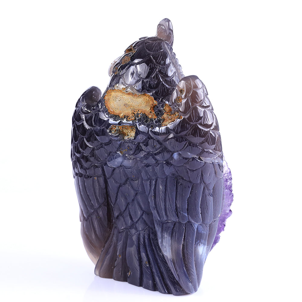 5.5" Amethyst Cluster Owl Carving - Unique Piece #3100236