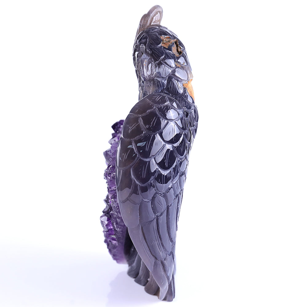 5.5" Amethyst Cluster Owl Carving - Unique Piece #3100236