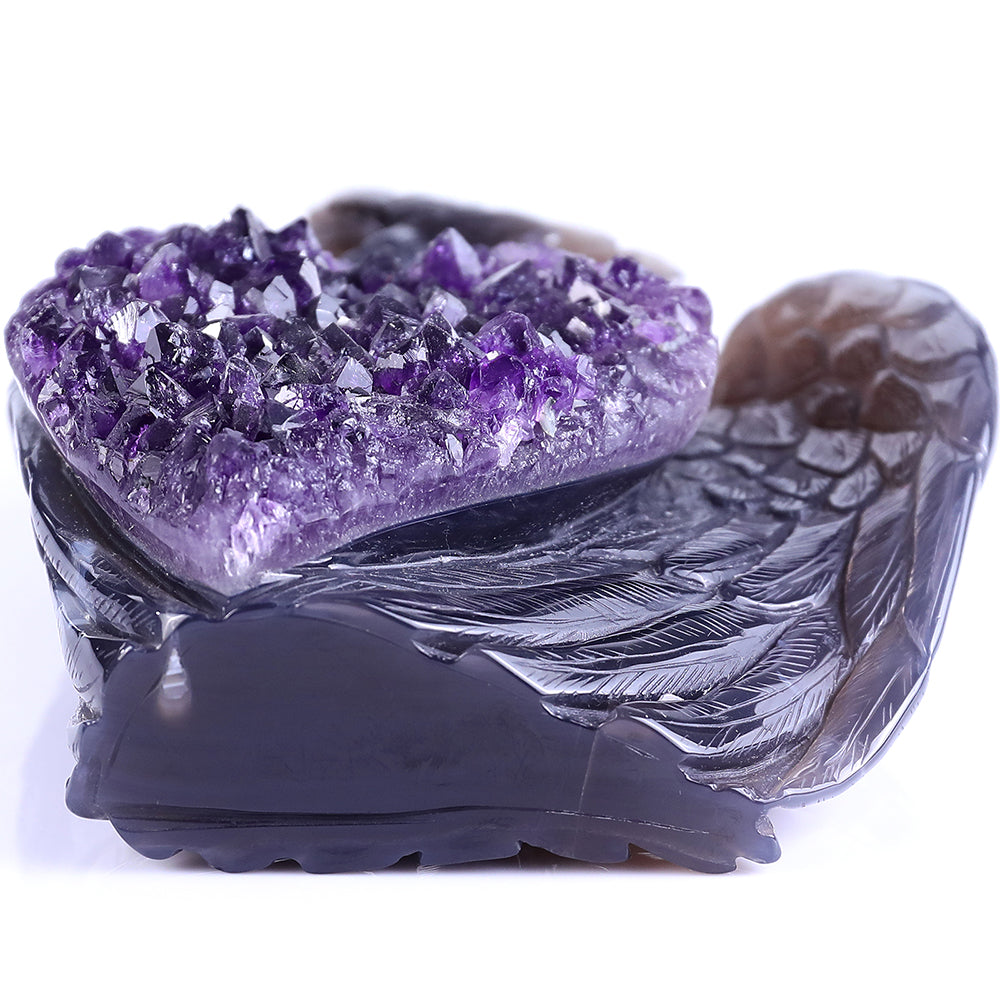 5.5" Amethyst Cluster Owl Carving - Unique Piece #3100236