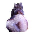 4.3" Geode Agate Owl Carving - Unique Piece #3100239