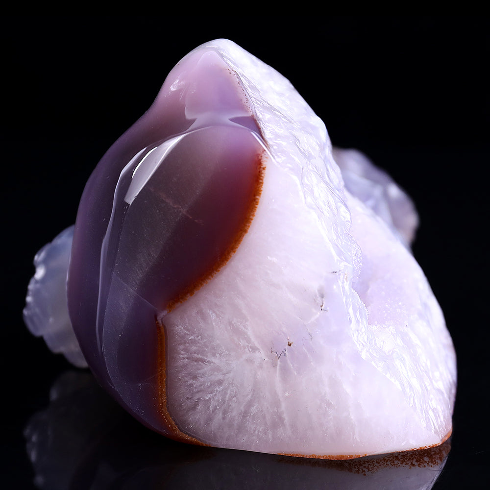 4.3" Geode Agate Owl Carving - Unique Piece #3100239
