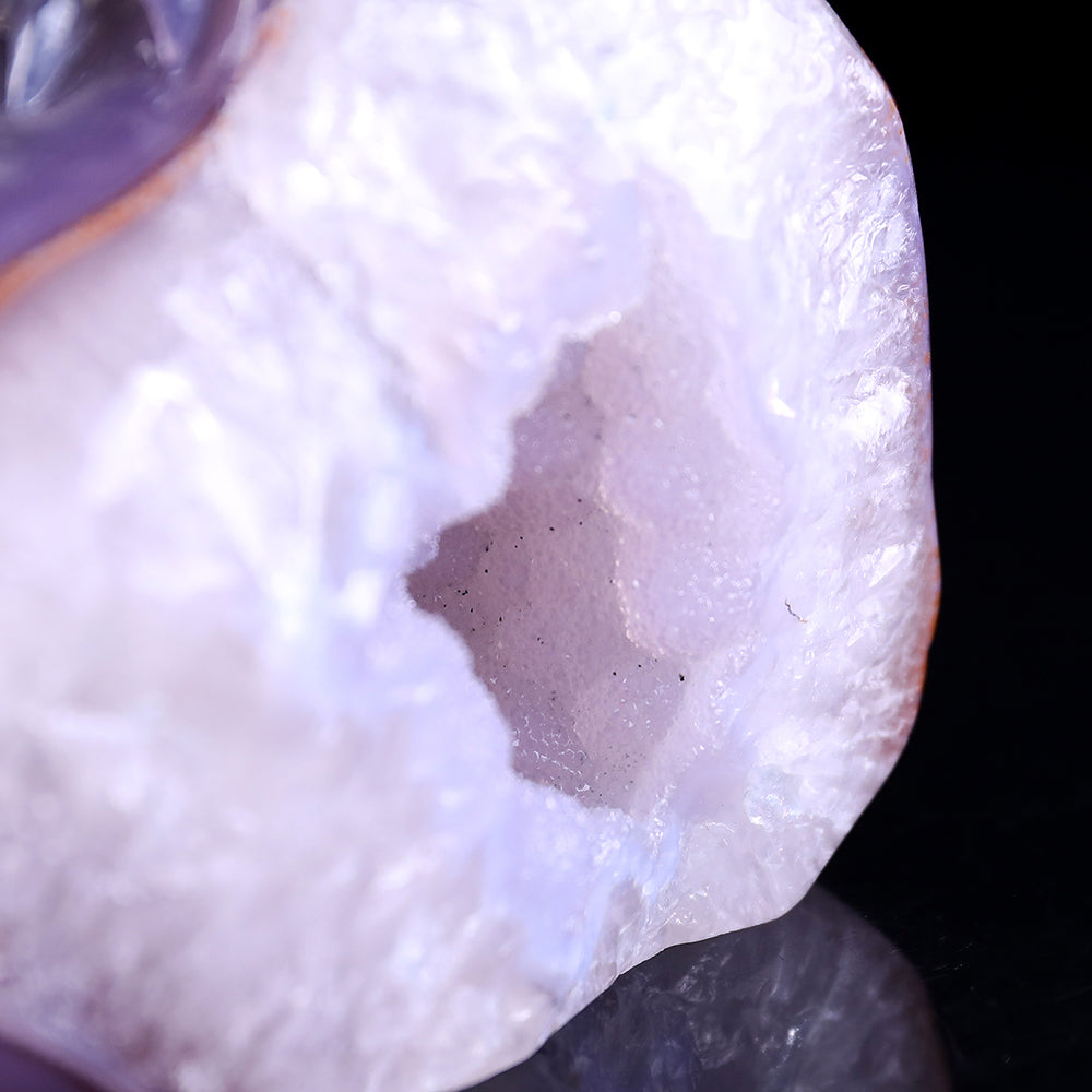 4.3" Geode Agate Owl Carving - Unique Piece #3100239