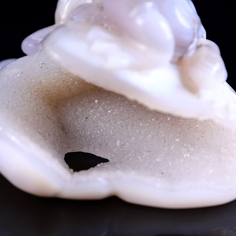 3.7" Geode Agate Frog Carving - Unique Piece #3100246