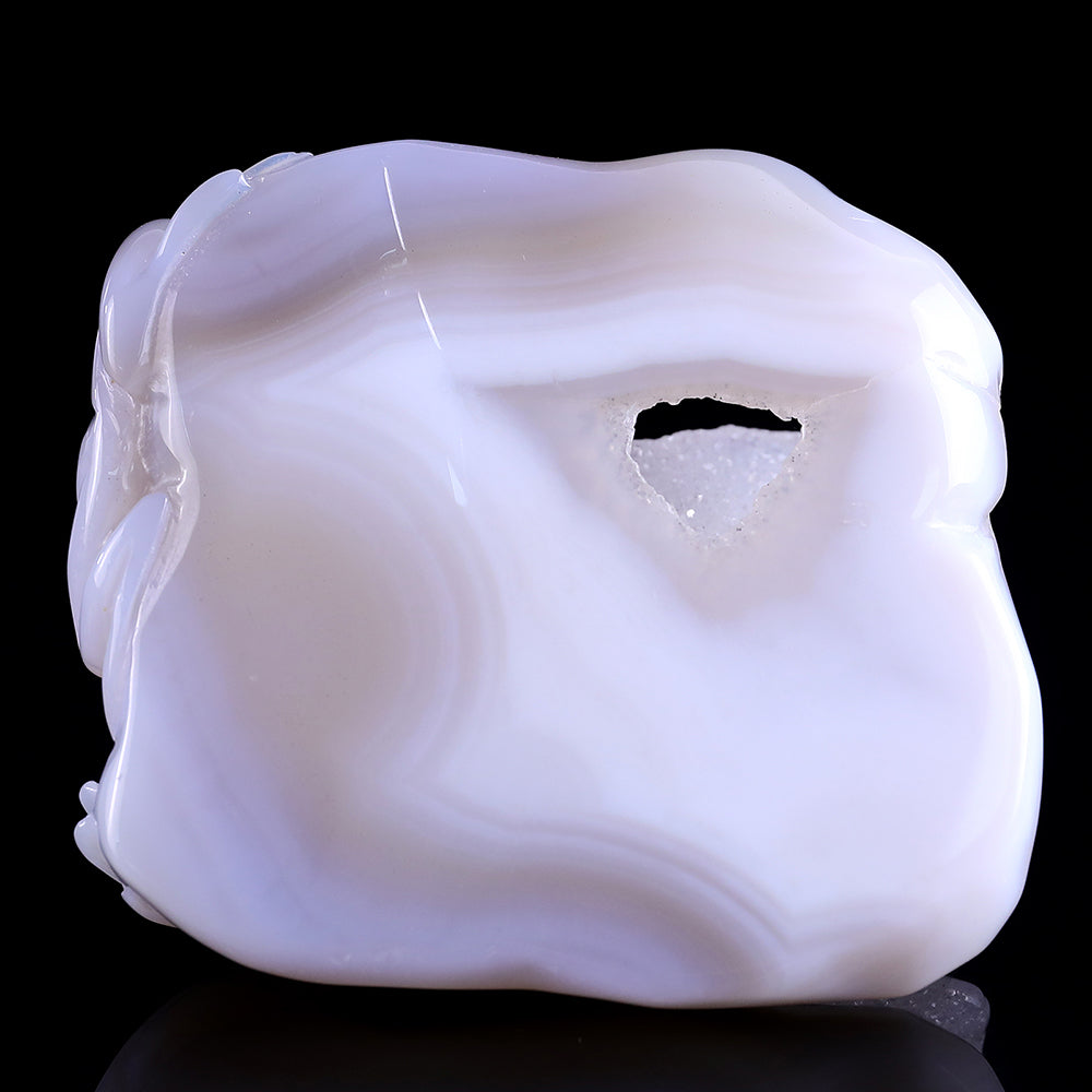 3.7" Geode Agate Frog Carving - Unique Piece #3100246