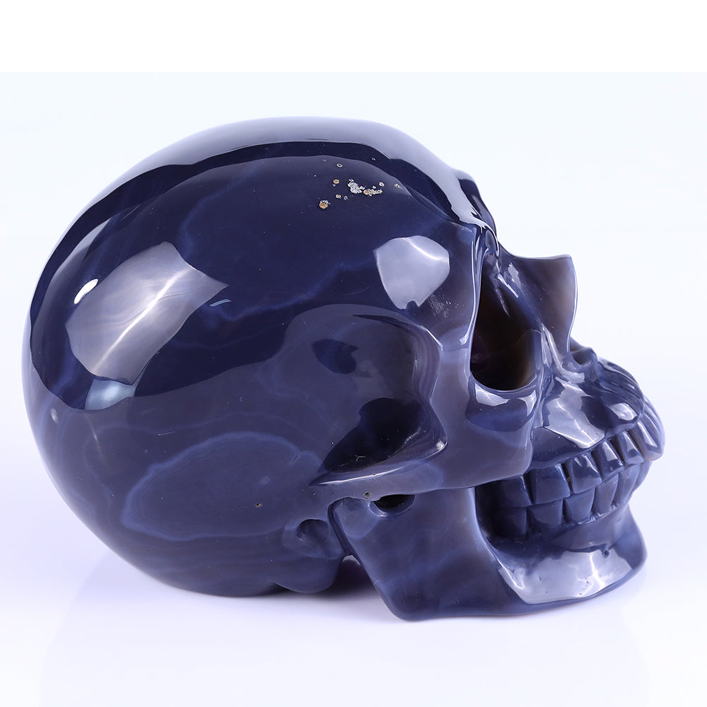 7.5" Amethyst Geode Human Skull Carving - Unique Piece #3100257