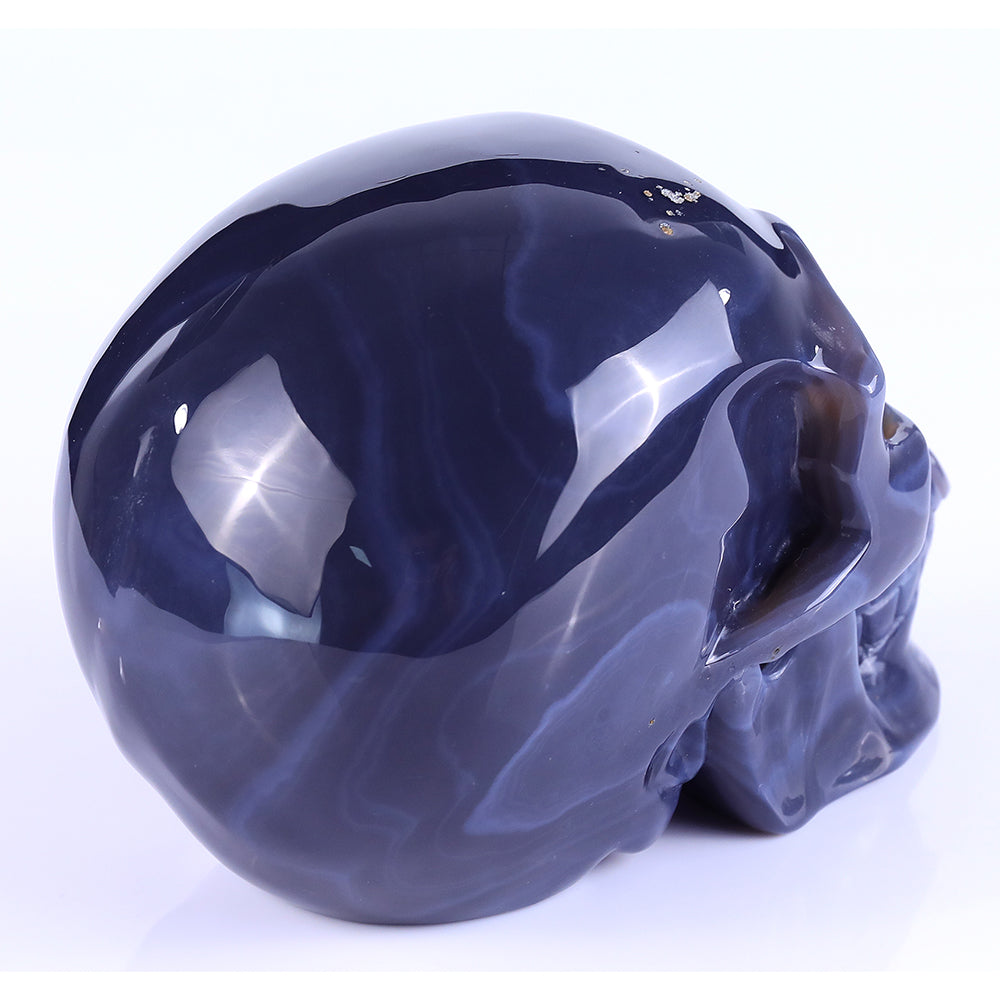 7.5" Amethyst Geode Human Skull Carving - Unique Piece #3100257