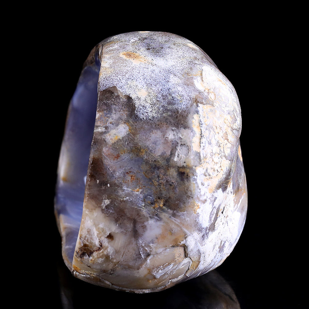 5.3" Blue Chalcedony Dolphin in Cave Carving - Unique Piece #3100260