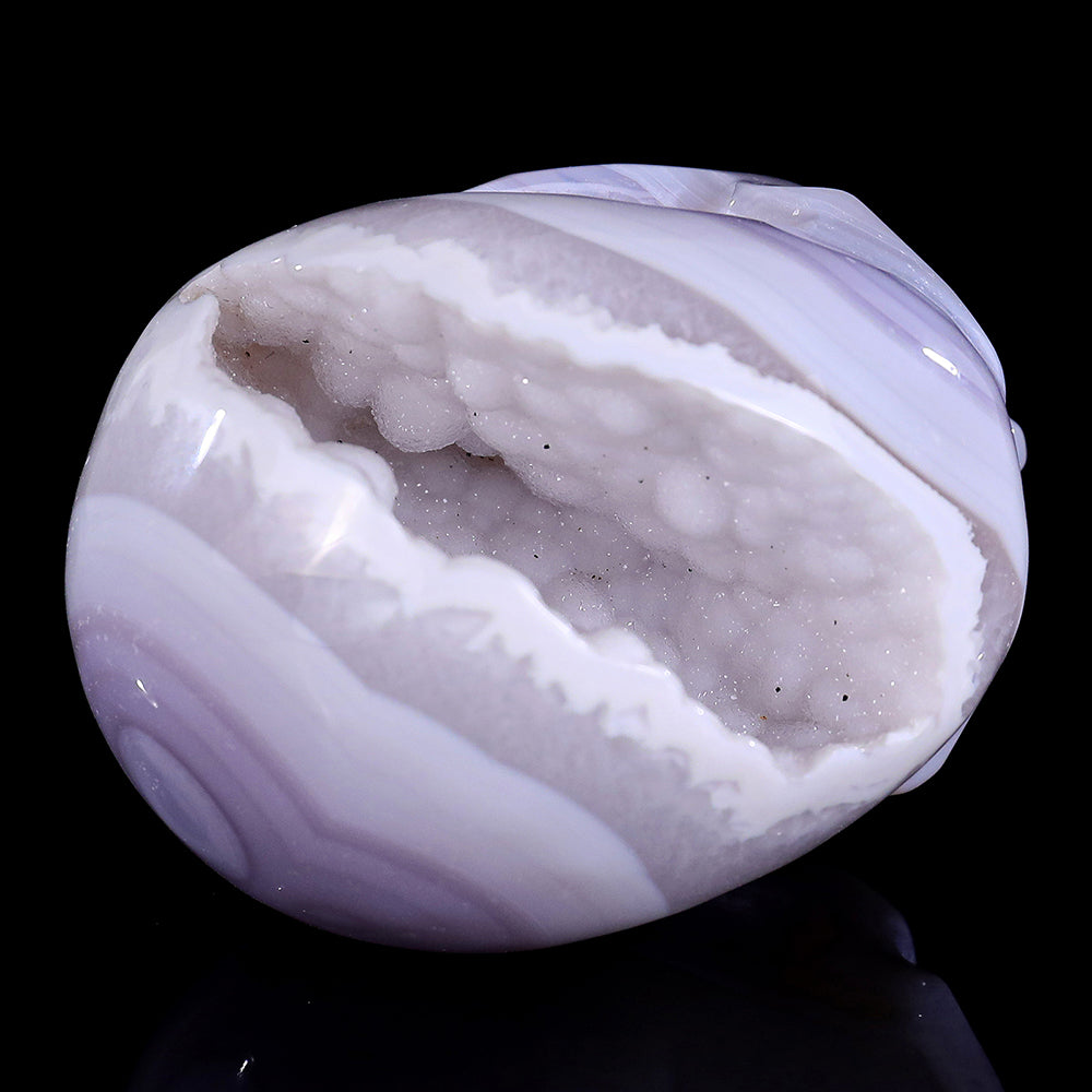 3.4" Geode Agate Human Skull Carving - Unique Piece #3100296