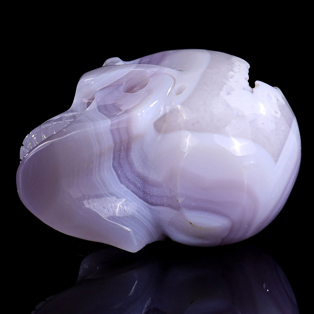 3.4" Geode Agate Human Skull Carving - Unique Piece #3100296