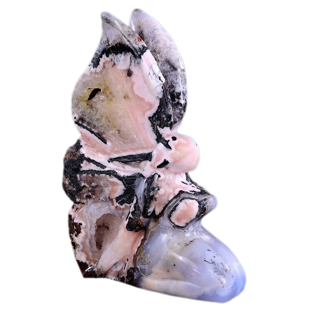 5.2" Blue Chalcedony Flower Fairy Carving - Unique Piece #3100310
