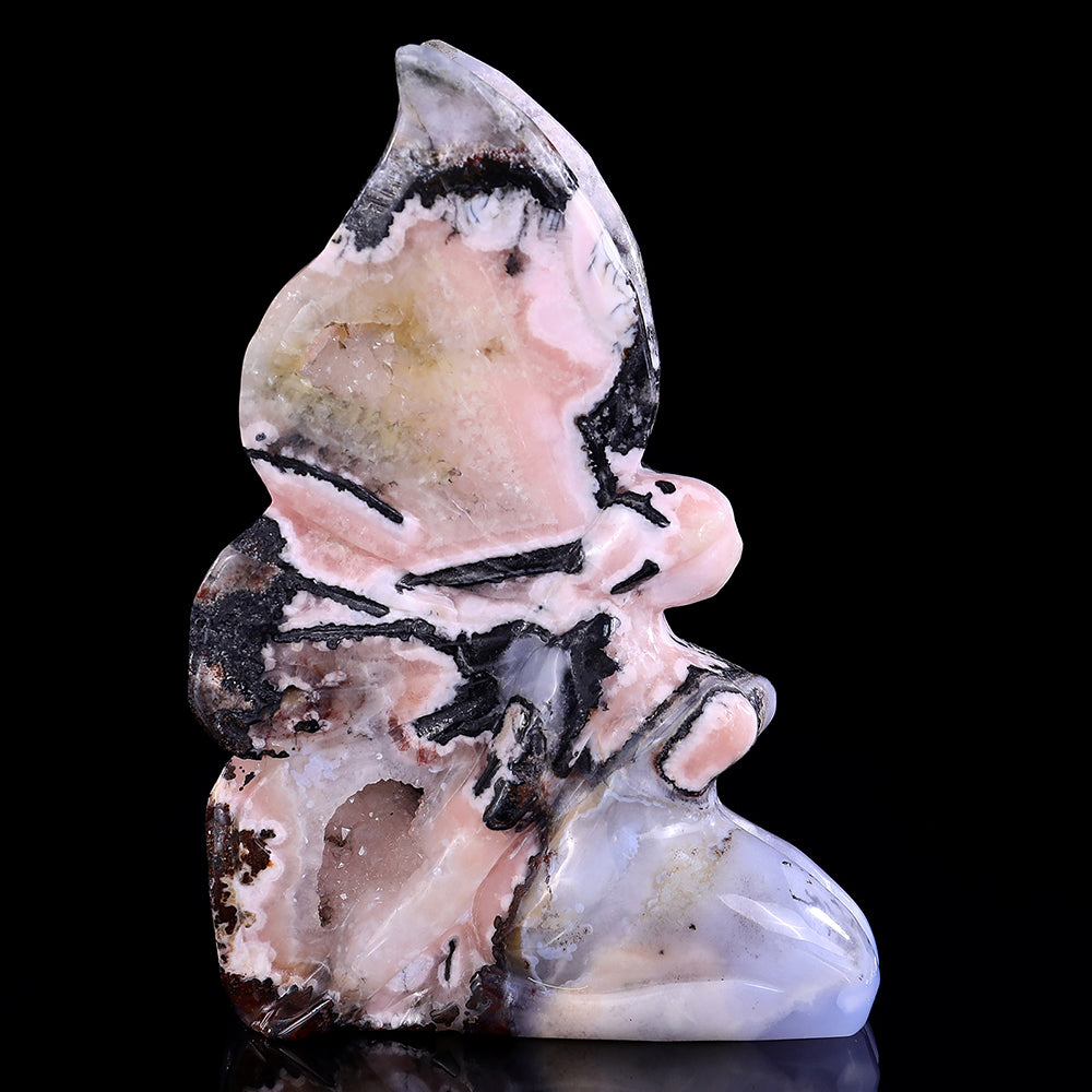 5.2" Blue Chalcedony Flower Fairy Carving - Unique Piece #3100310
