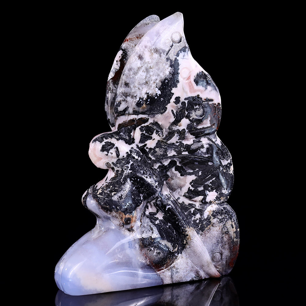 5.2" Blue Chalcedony Flower Fairy Carving - Unique Piece #3100310