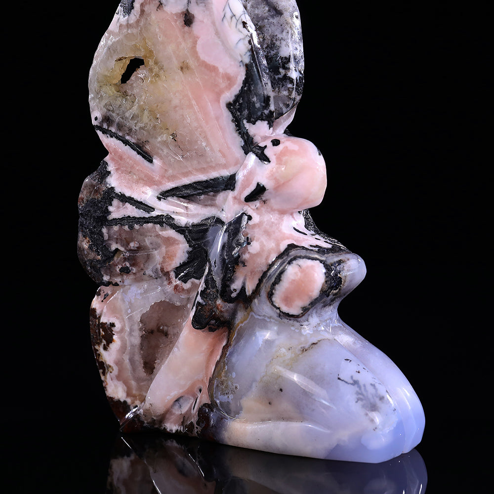 5.2" Blue Chalcedony Flower Fairy Carving - Unique Piece #3100310