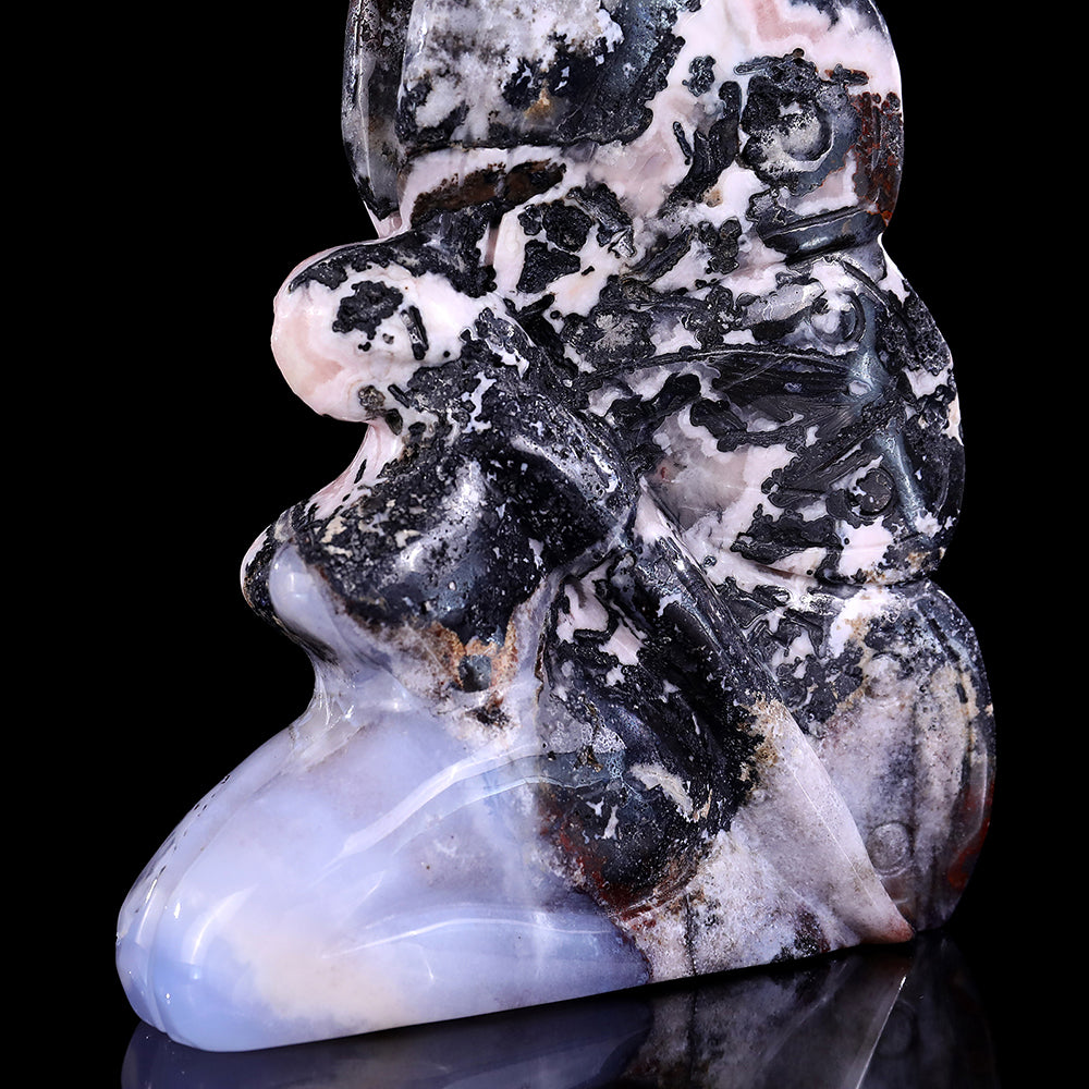 5.2" Blue Chalcedony Flower Fairy Carving - Unique Piece #3100310