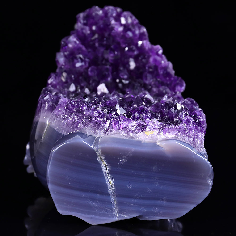 3.7" Amethyst Cluster Skull with Owl Carving - Unique Piece #3100312