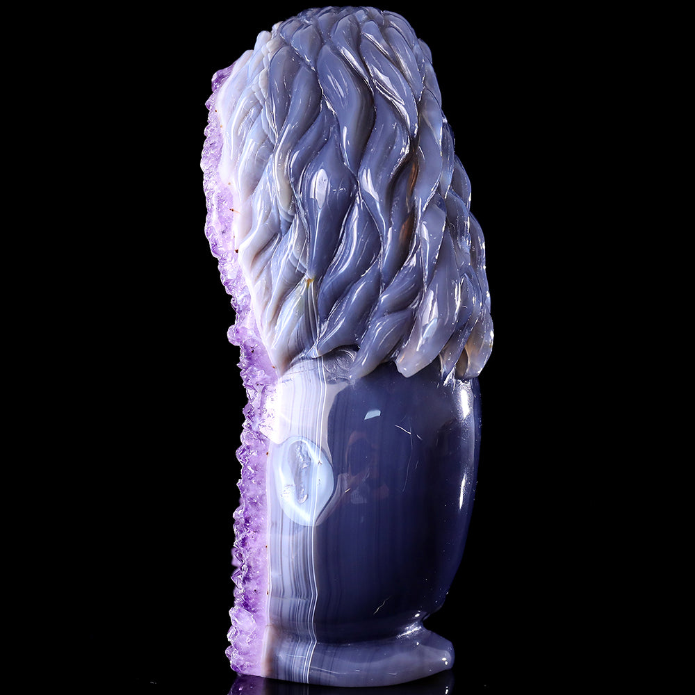 4.8" Amethyst Cluster Skull with Eagle Head Carving - Unique Piece #3100315