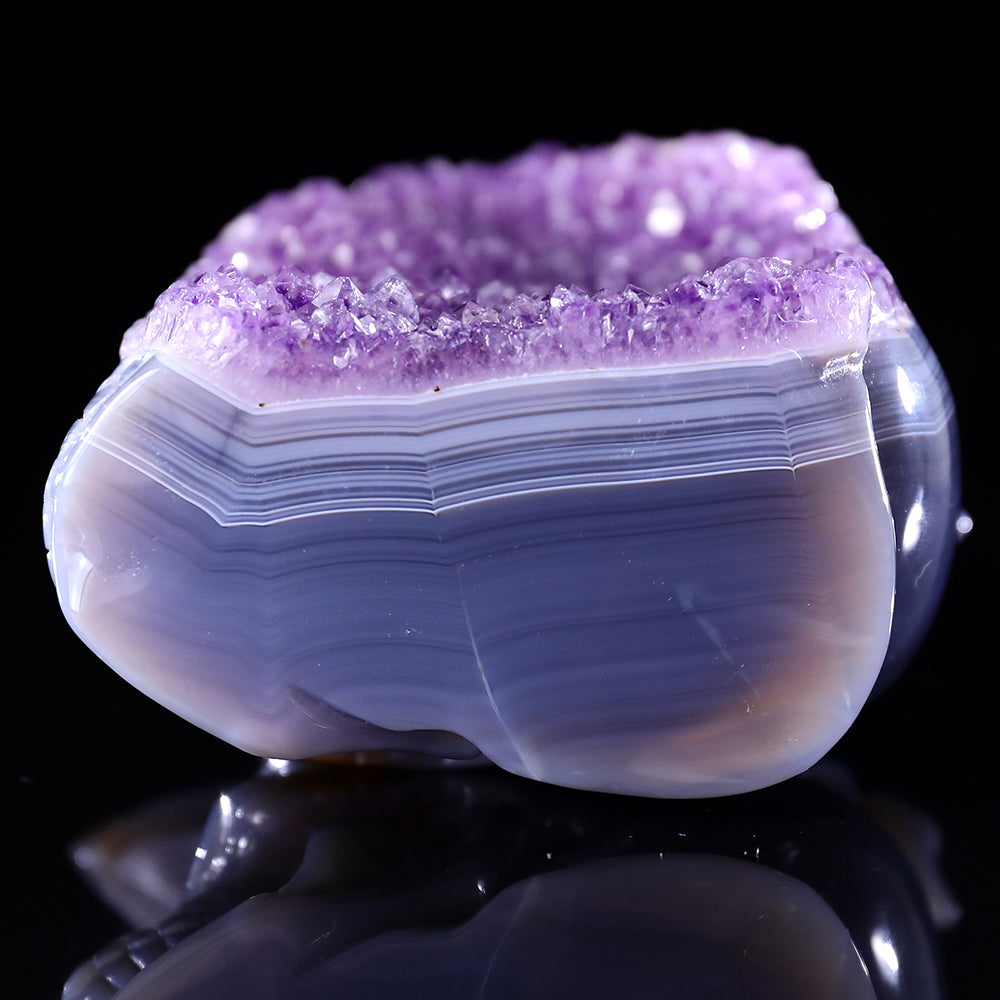 4.8" Amethyst Cluster Skull with Eagle Head Carving - Unique Piece #3100315