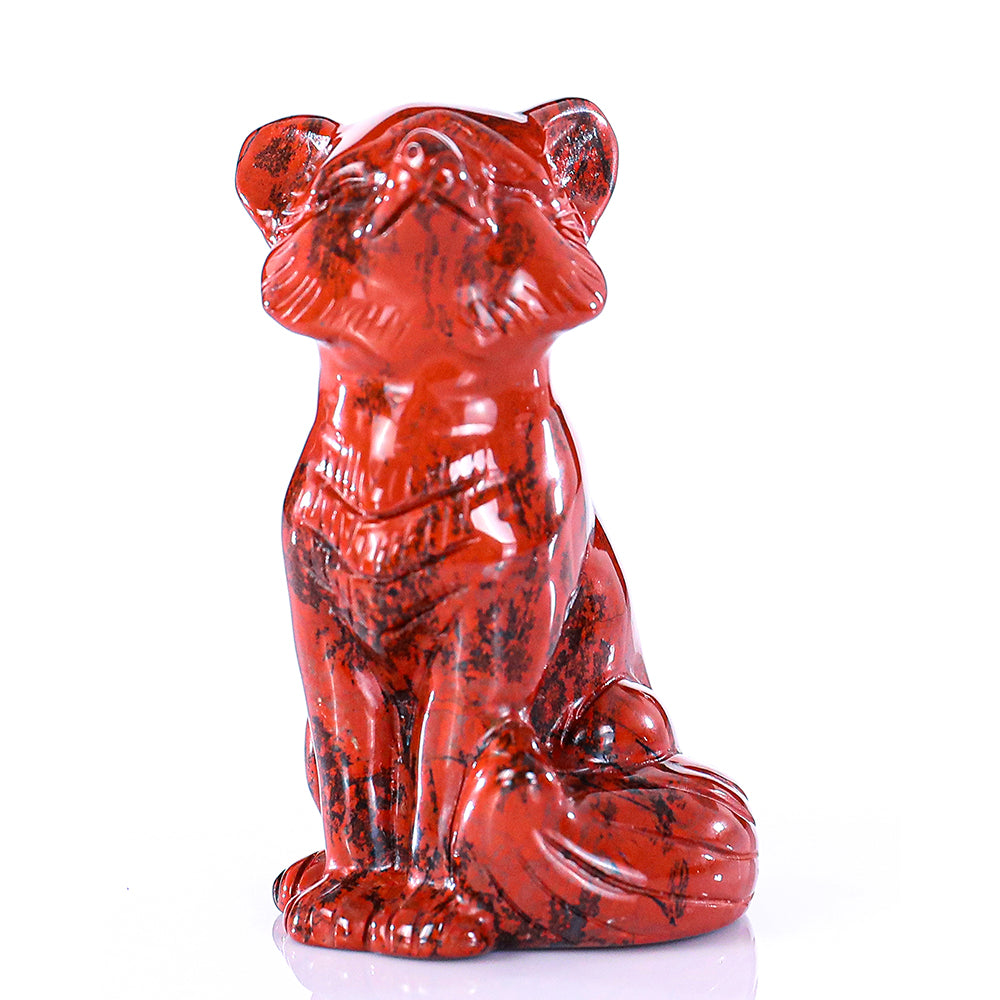 1.4" Red Jasper Fox Carving - Unique Piece #3100325