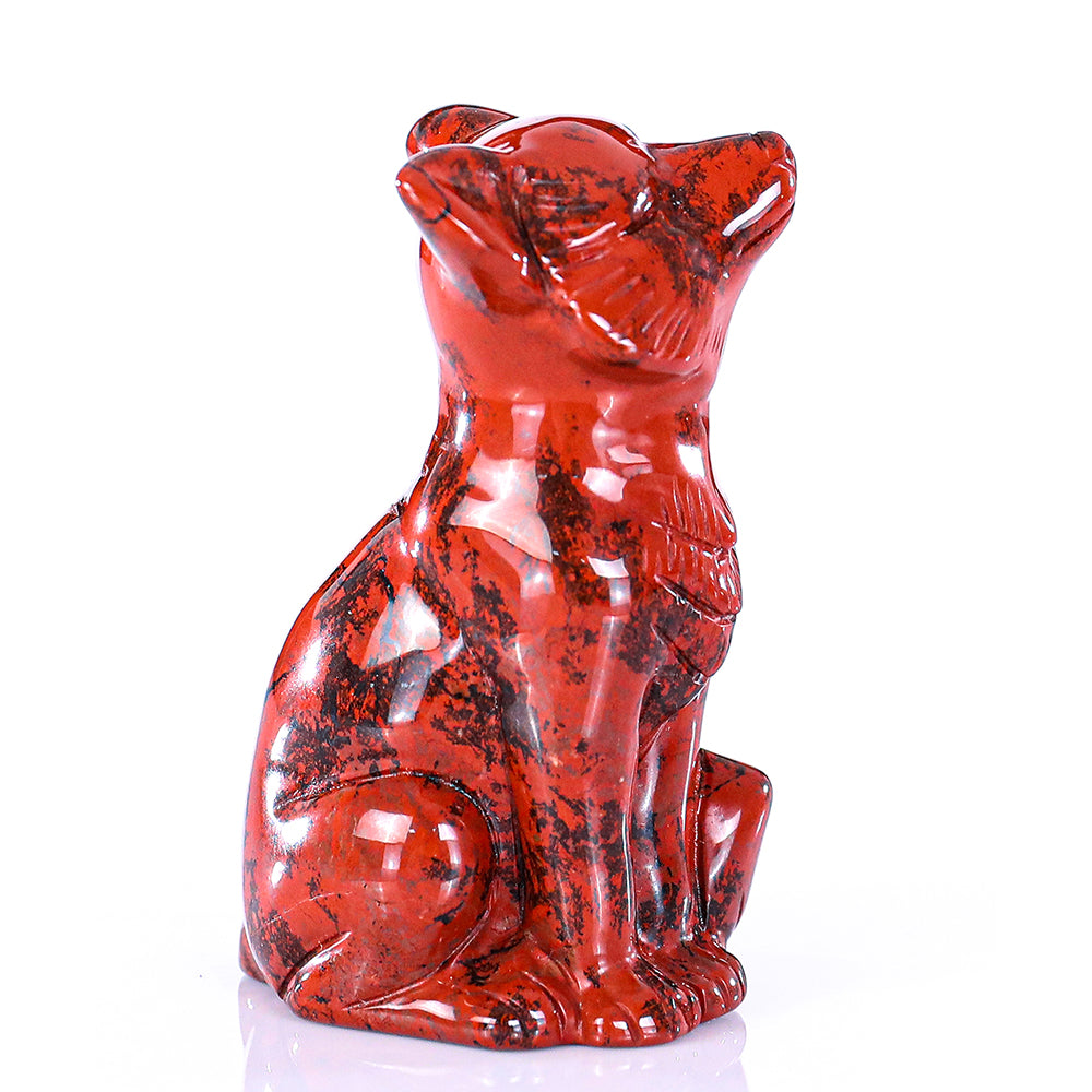 1.4" Red Jasper Fox Carving - Unique Piece #3100325