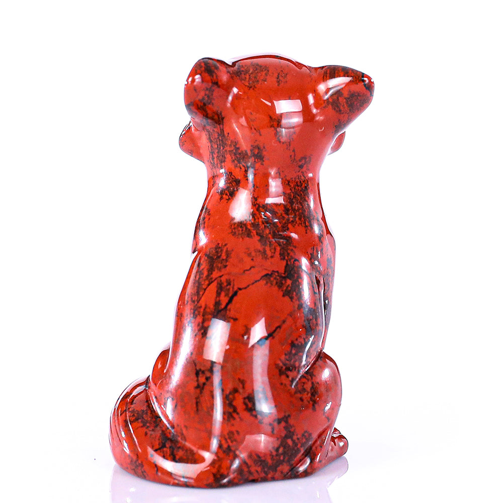 1.4" Red Jasper Fox Carving - Unique Piece #3100325