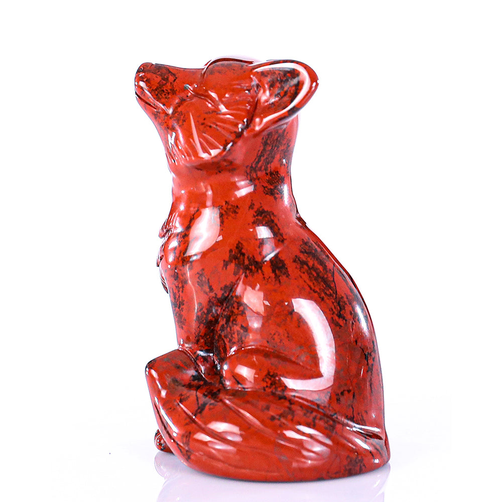 1.4" Red Jasper Fox Carving - Unique Piece #3100325