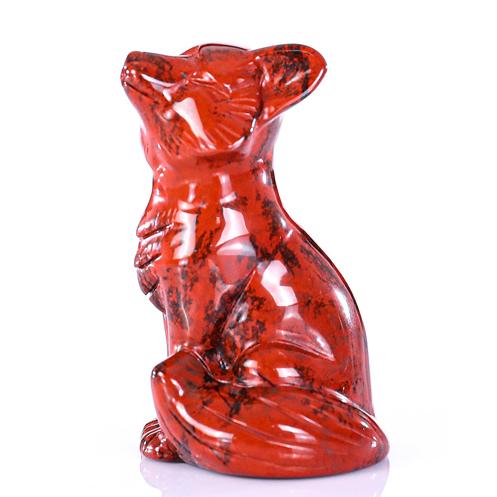1.4" Red Jasper Fox Carving - Unique Piece #3100325
